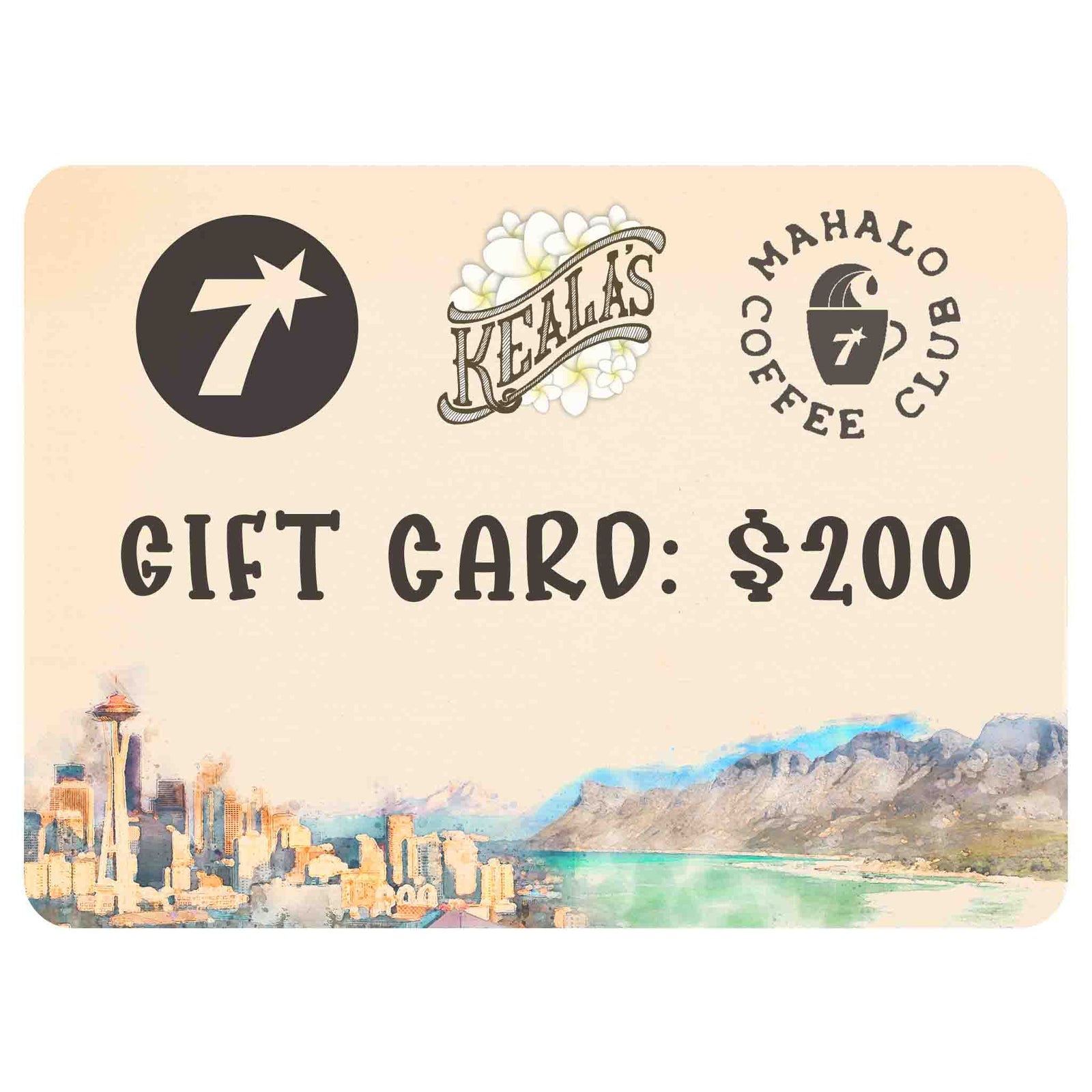 Online Gift Card for Seven Coffee Roasters and Keala's Hawaiian Coffee